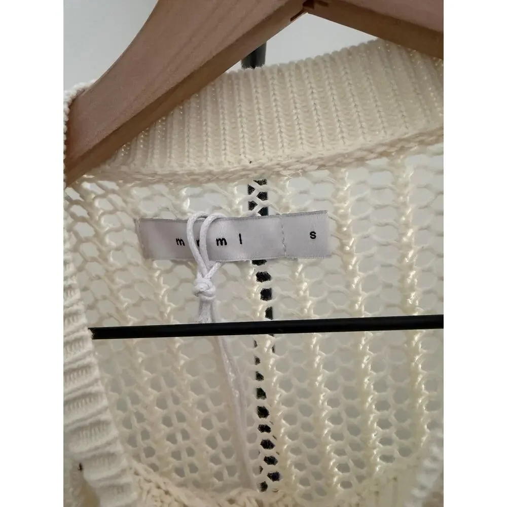 New MNML mesh knit sweater cream